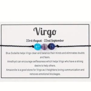 NWT! Virgo ️ Natural Faceted Stone Handmade Braided Beaded Bracelet NEW